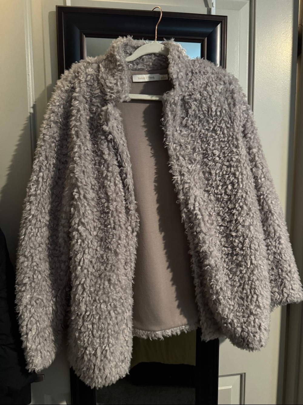 bishop + young Plush Teddy Coat in Light Gray
